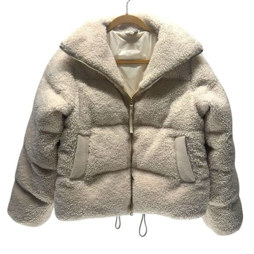 Varley Neutral Cream Sherpa Puffer Coat - Picture 3 of 16